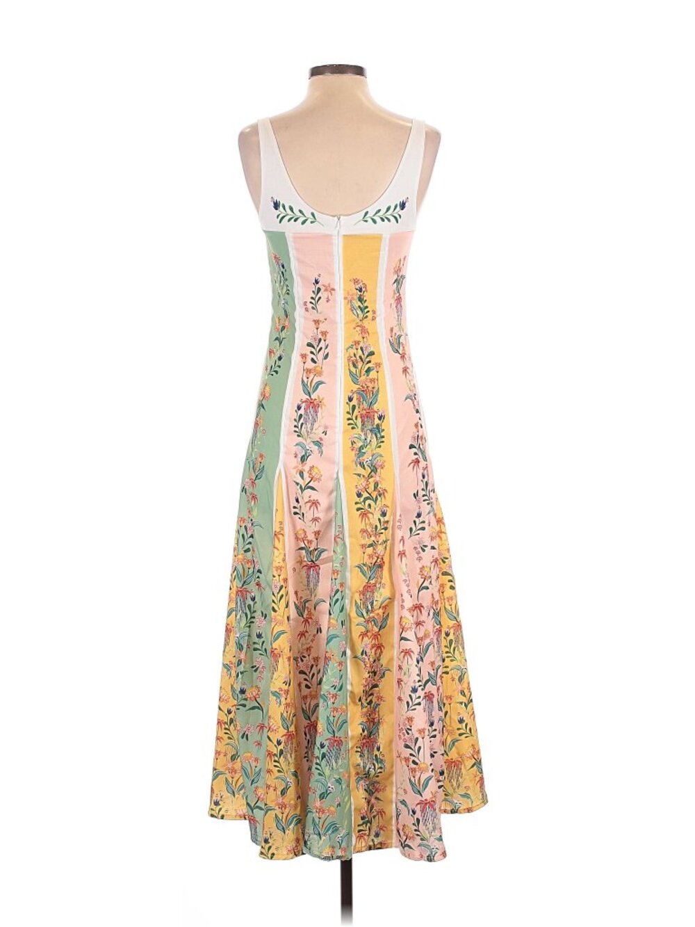 Vibrant Tropical Color-Block Paneled Maxi Dress Size S - Picture 2 of 3